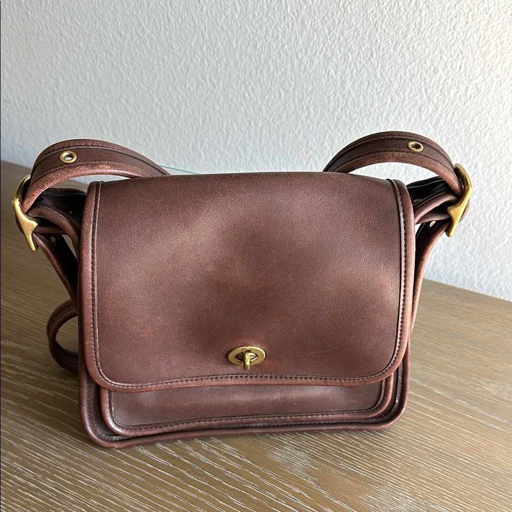 Coach Brown Leather Messenger Bag with Adjustable Strap
